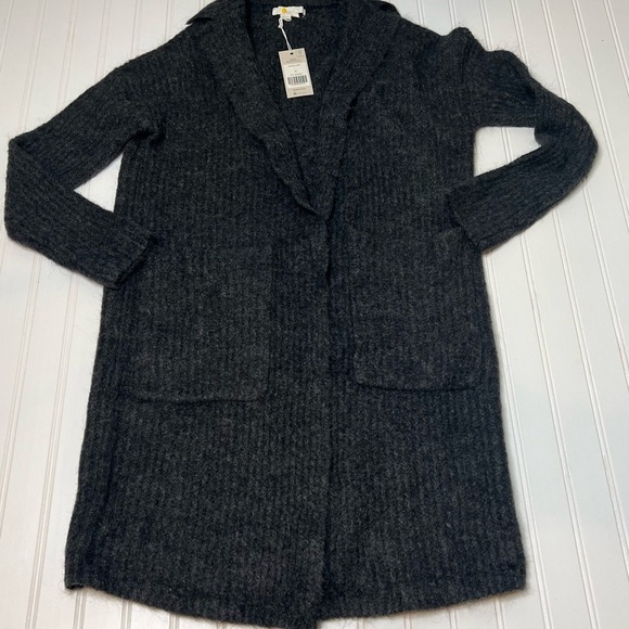 Boden Woman's Ribbed Long Open Cardigan Sweater Wool Mohair Gray XS NEW. 221 - Picture 2 of 4